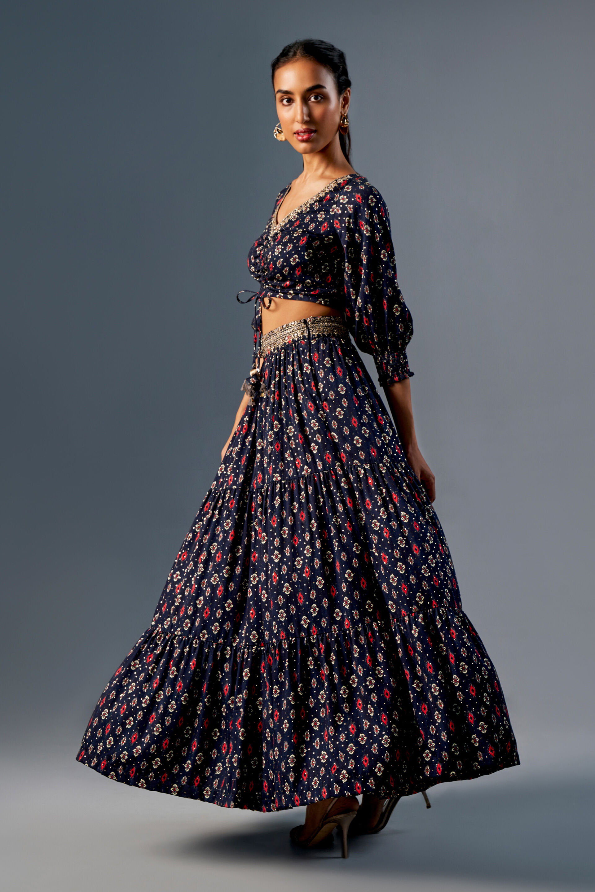 Navy Blue Gher Love Skirt Set, Navy Blue, image 2